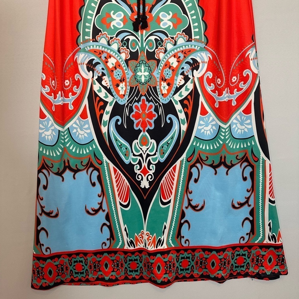 Women Size M Colorful Bohemian Maxi Skirt Paisley Boho Elastic Drawstring Exotic - Picture 4 of 8